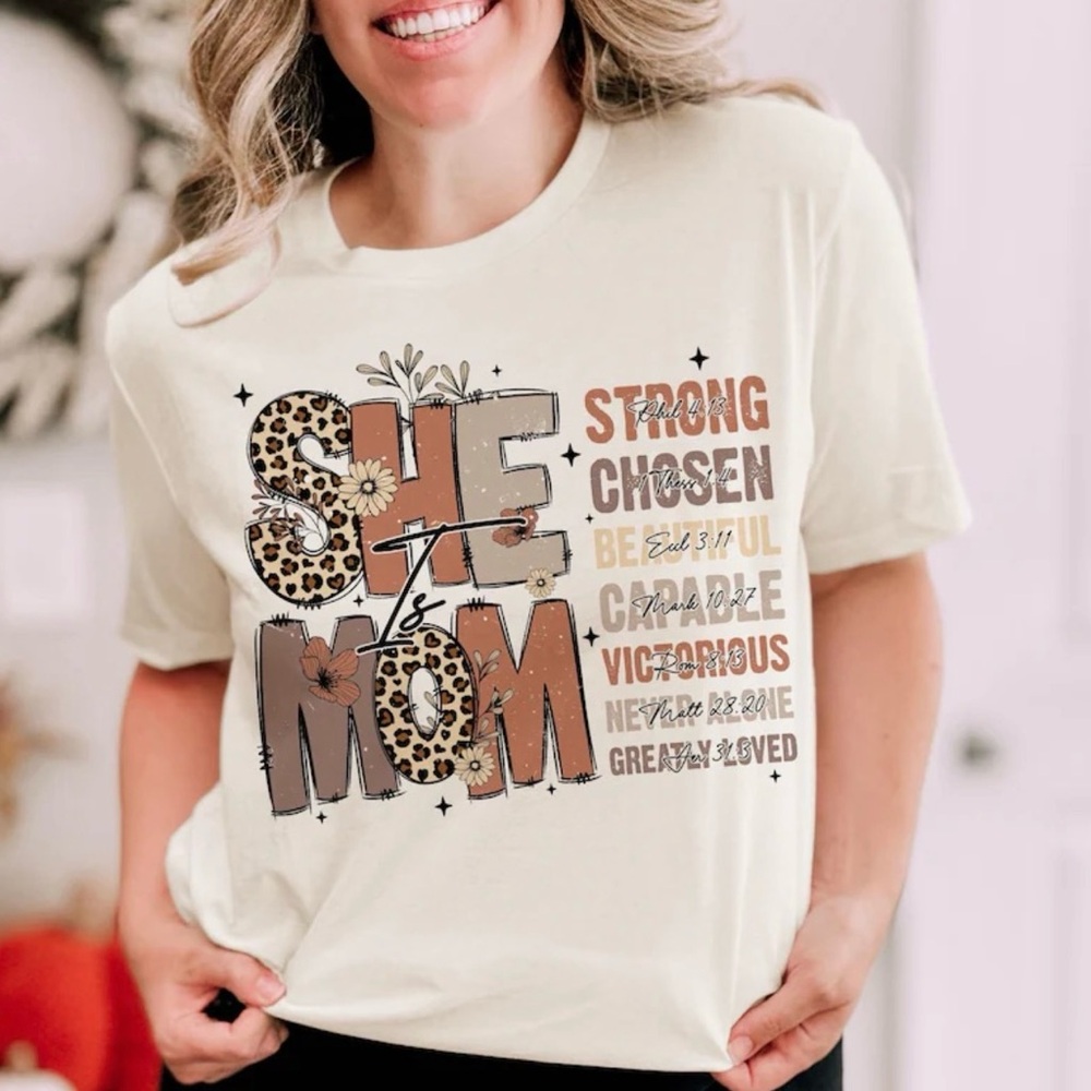 Womens Graphic Tee - Beige with Leopard Print